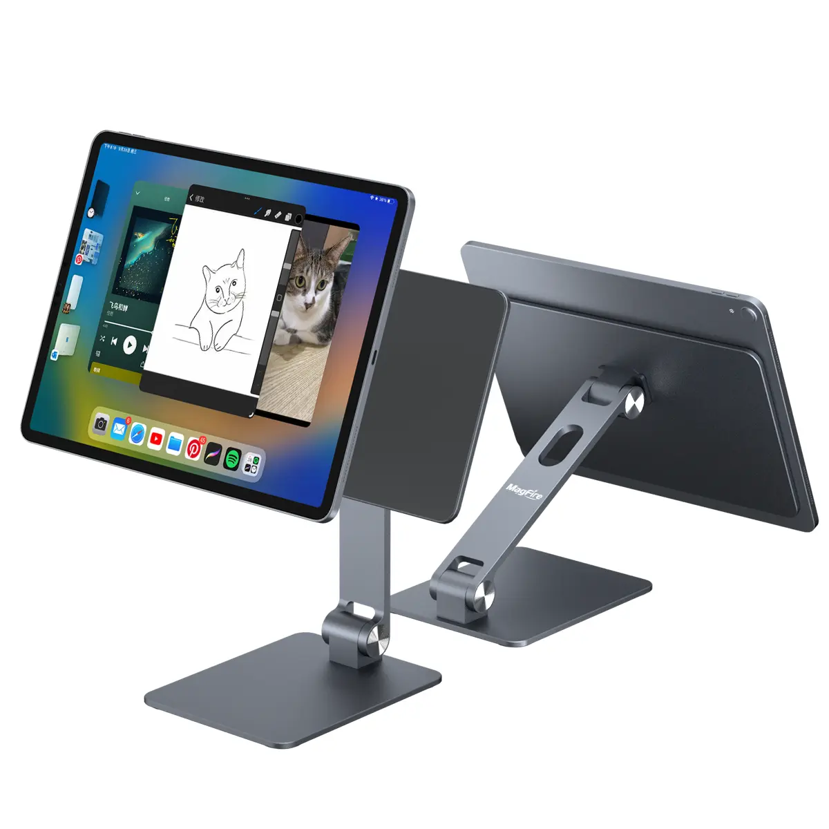 Katlanabilir Premium taşınabilir çok açılı ayarlanabilir manyetik iPad tutucu için yüzen iPad Pro/hava standı