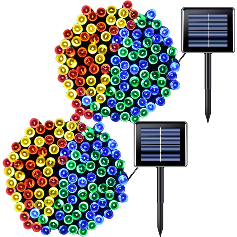 مخصص 100LED 200LED LED الشمسية أضواء عيد الميلاد وسيس هه Navid إضاءة المنزل في الهواء الطلق 8 نماذج الأبيض الجنية الشمسية سلسلة ضوء