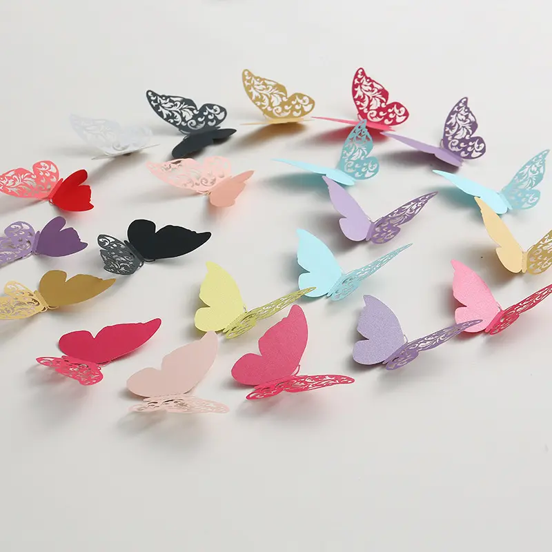 Calcomanía de pared de mariposa colorida 3D creativa, decoración de fiesta DIY, artesanías, pegatinas de pared de mariposa perla