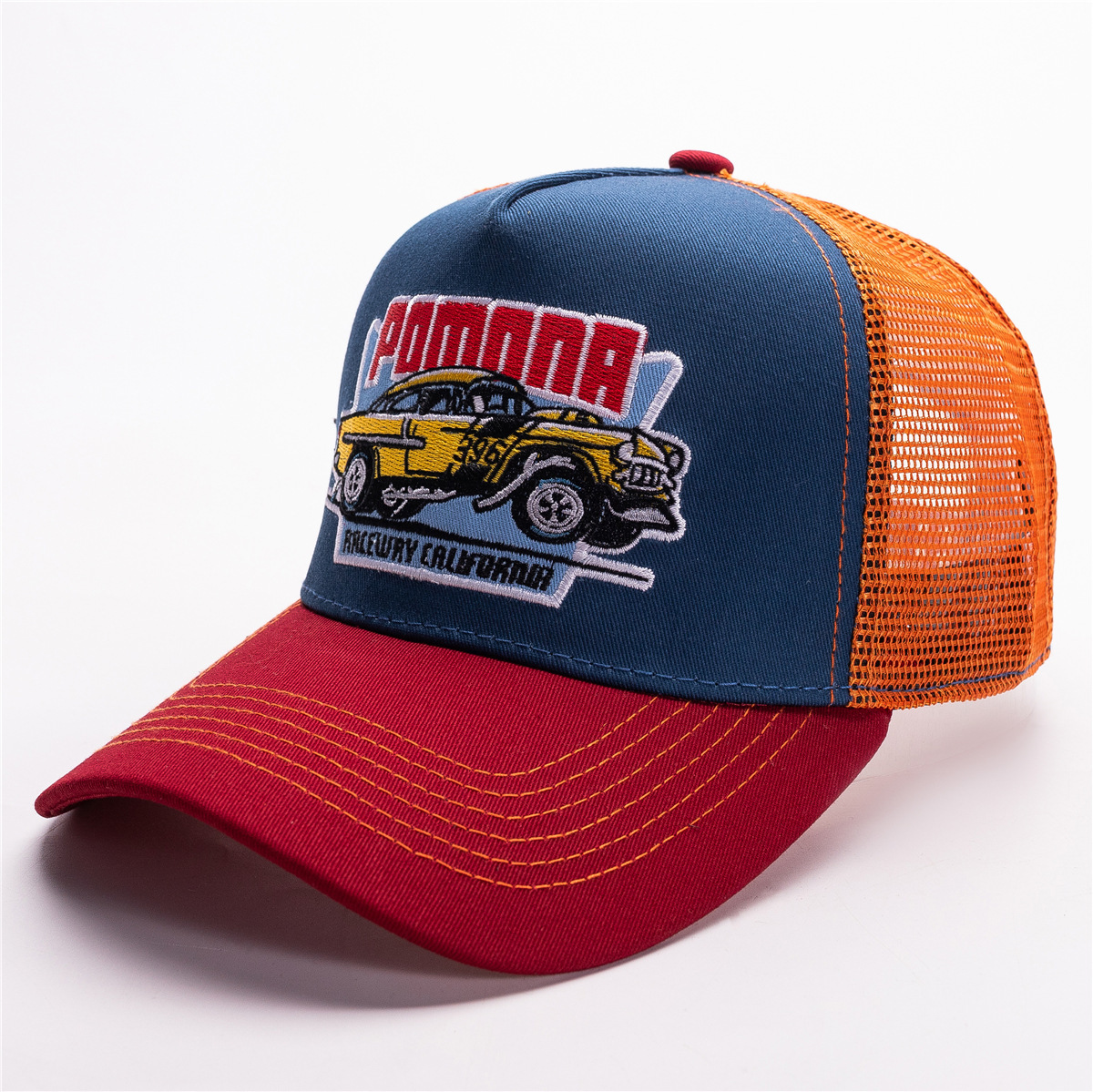 navy red brim