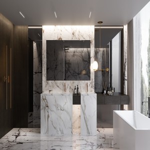 Boloni nhà 2025 phổ biến nhất phòng tắm Vanity đơn vị đồ nội thất thiết kế ban đầu không thấm nước tủ phòng tắm với lưu trữ - Product Image 2