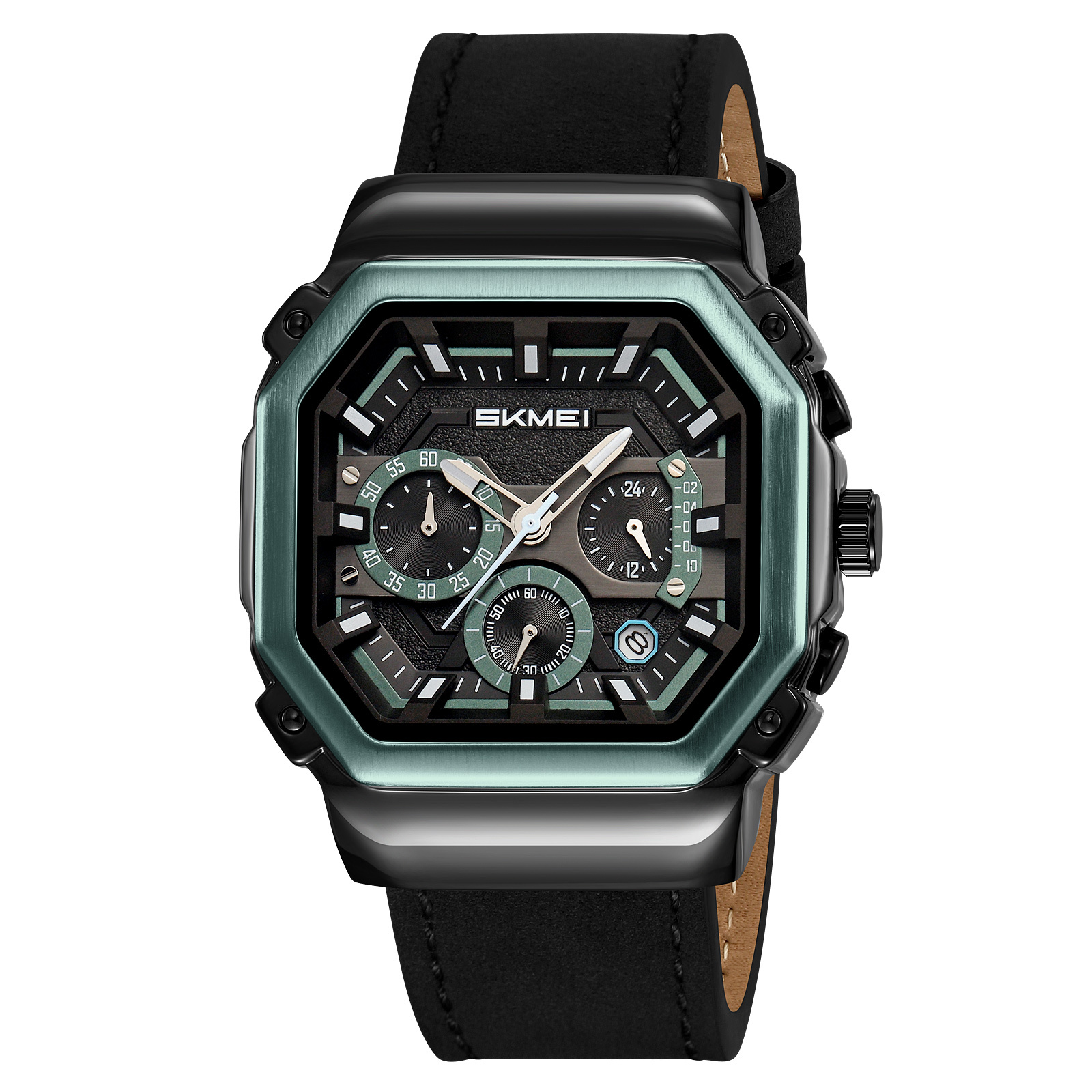 Black/Green-Leather
