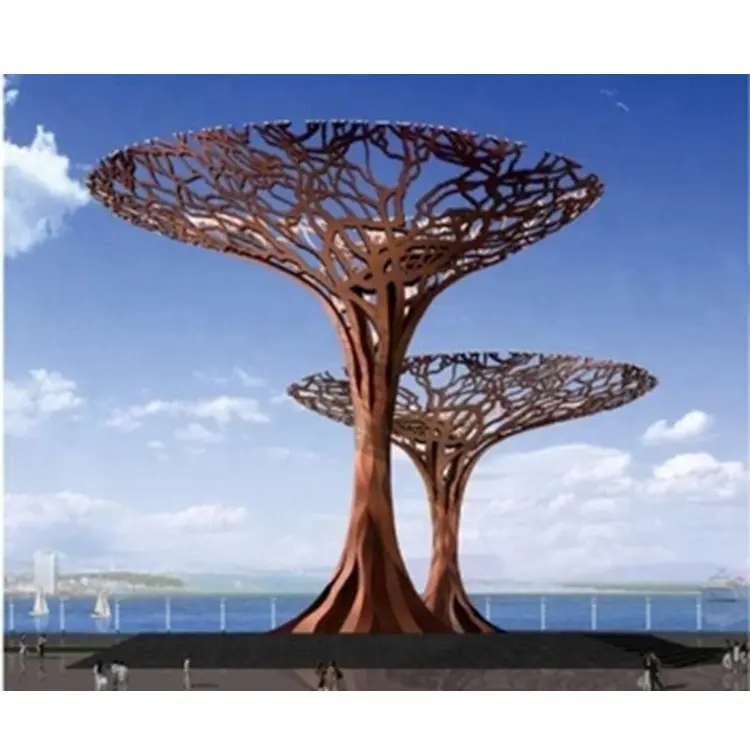 Escultura de árbol de acero de corten de jardín moderno grande