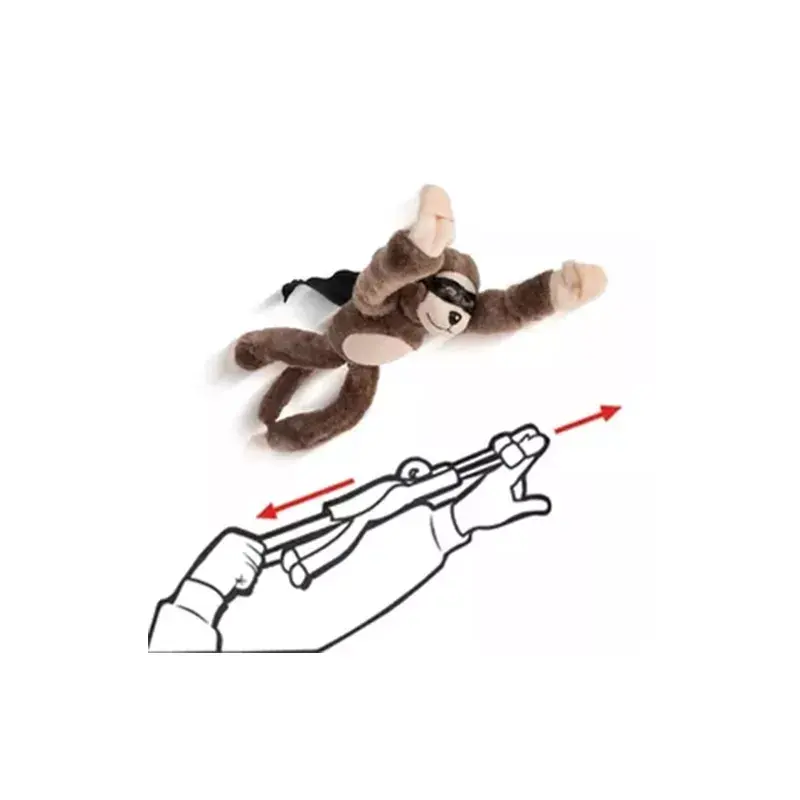 Atacado bonito estilingue voador macaco, brinquedo de pelúcia, macio, recheado, macaco de pelúcia