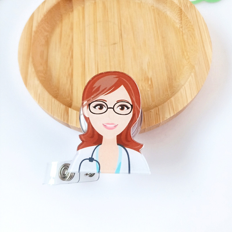 Female doctor's transparent buckle
