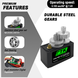 Ptk 7452 Mg-D 9G Digitale Metalen Versnelling <span class=keywords><strong>Servo</strong></span> Model Vliegtuig Roer F 3P Afstandsbediening Helikopter Vaste Vleugel - Product Image 4