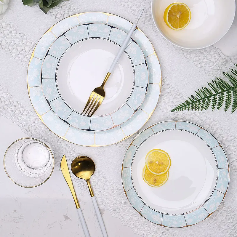 good price ceramic plates set round shape dinner plate sets for restaurant luxury Porcelain+Dinner+Sets
