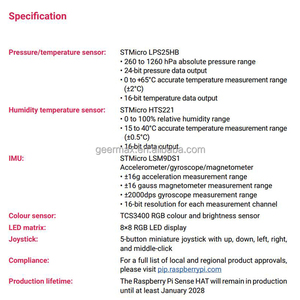 Sensor-Erweiterungs karte Raspberry Pi Zero 3B 3B 4B 5 Gyroskop-Beschleunigung messer Magnetometer 40 GPIO-Stifte Raspberry Pi Sense HAT