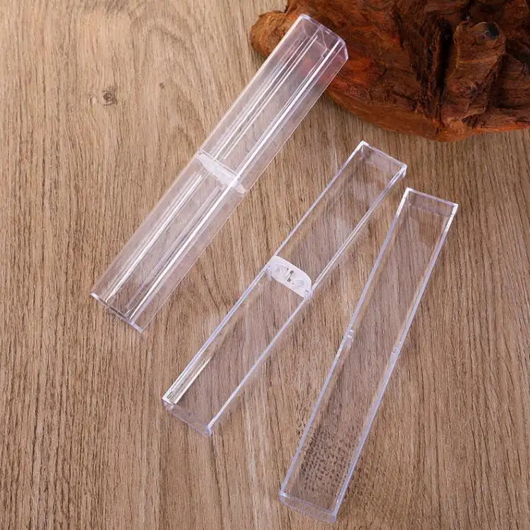 Caja de lápices transparente barata acrílica personalizada al por mayor, estuche de plástico transparente para bolígrafo de cristal de diamante