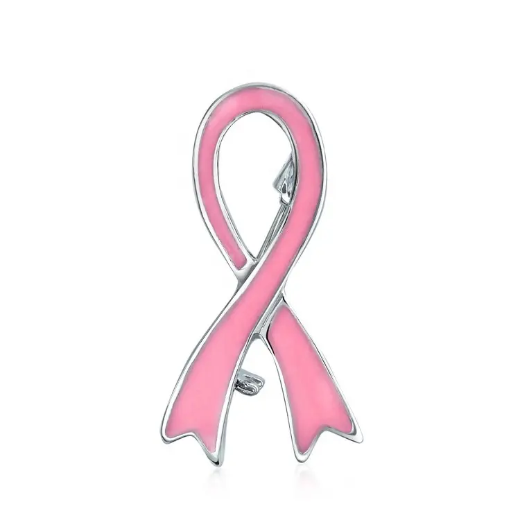Spilla in smalto all'ingrosso con Logo personalizzato aiuto medico cuore cancro al seno rosa giallo nastro smalto spilla