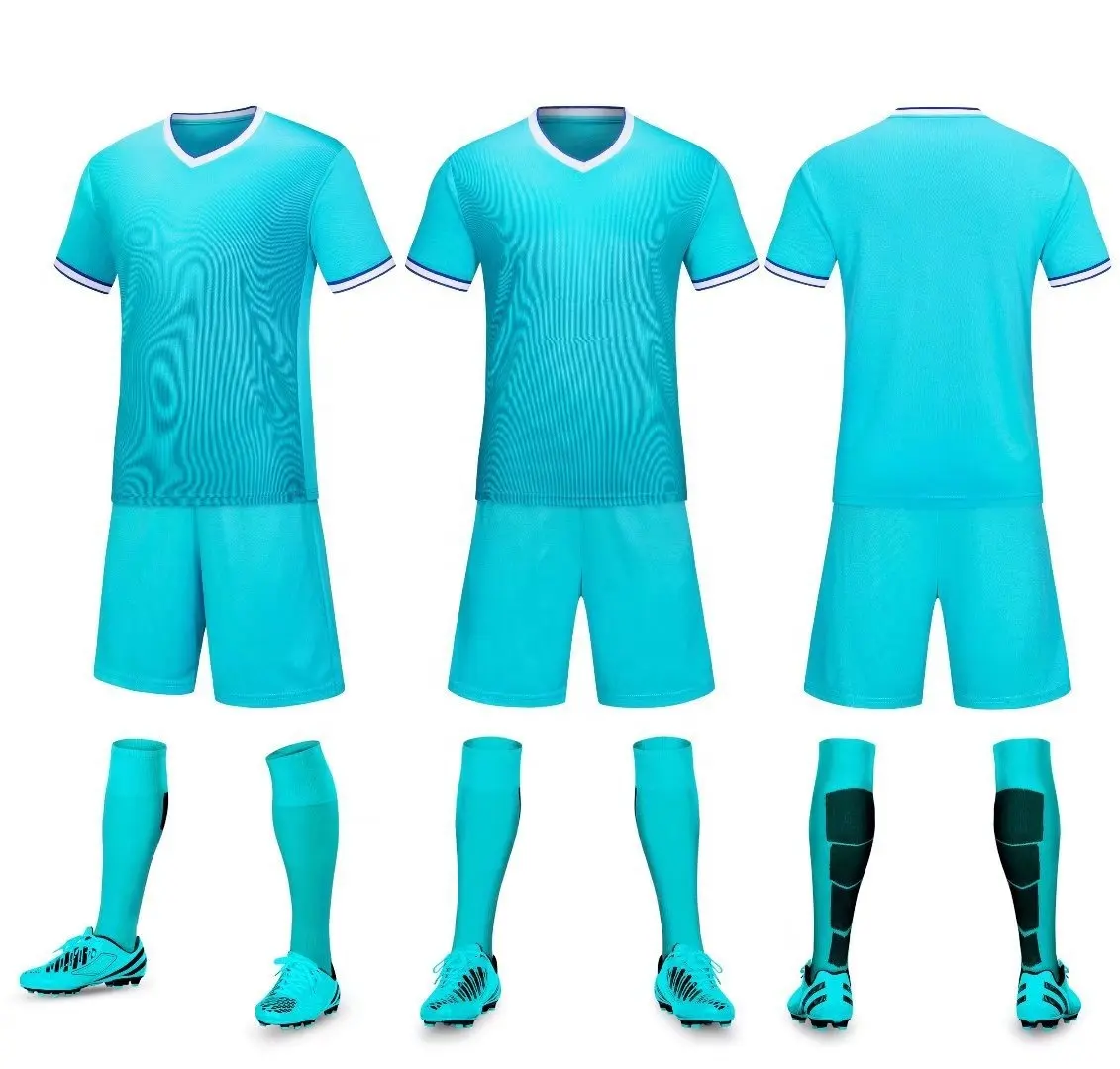 Großhandel Sublimation Team Club Uniformen Fußball Zweiteilige Herren Shorts Set Benutzer definierte blau und weiß Unisex Fußball Trikot Set