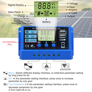 Pwm 10A 20A 30A контроллер солнечного заряда 12V 24V контроллер PV панели солнечных батарей 50VDC для литий-свинцово-кислотной батареи Lifepo4 - Product Image 2