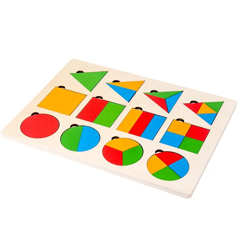 Giocattoli di corrispondenza di forma educativa Montessori di Puzzle geometrico di forma di legno dei bambini su ordinazione per