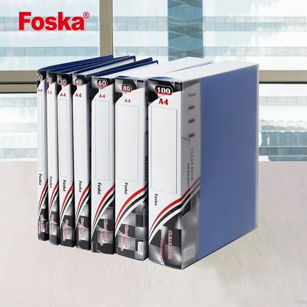 Foska folder File buku tampilan bening kantor plastik kualitas Superior 10 20 30 40 60 80 100