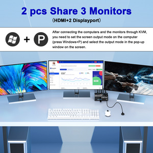 KVMスイッチャーツーインスリーアウト8K @ 60Hz 4K @ 144Hz、3台のモニターと4台のUSB3.0デバイスを共有する2台のコンピューター用 - Product Image 4