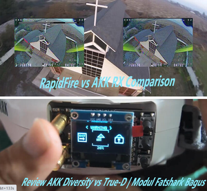 AKK Diversity <strong>RX</strong> Receiver OLED Display Built-in Low Power Buzzer with Two <strong>RX</strong> Modules for Fatshark G0ggles RC FPV Racing Drones - Product Image 6