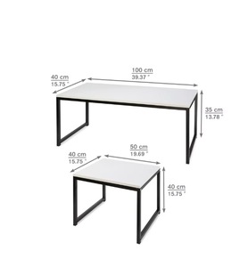 Modern Style Simple Design Living Room <strong>Rectangular</strong> White Top <strong>Nesting</strong> Metal Frame Coffee <strong>Table</strong> for Home Decor - Product Image 6