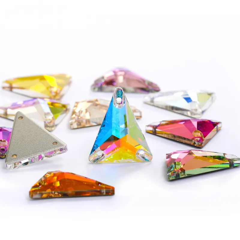 Xichuan-triángulo largo y delgado de 12x21/25x28mm, piedras de cristal populares para coser en la decoración del vestido de boda