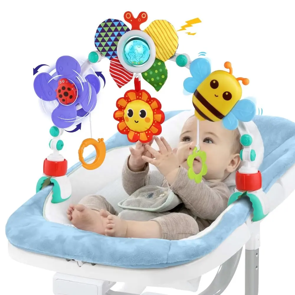 赤ちゃんのおもちゃ0-12ヶ月プラスチック製の調節可能な赤ちゃんの旅行プレイアーチモバイルベビーカーアーチのおもちゃ