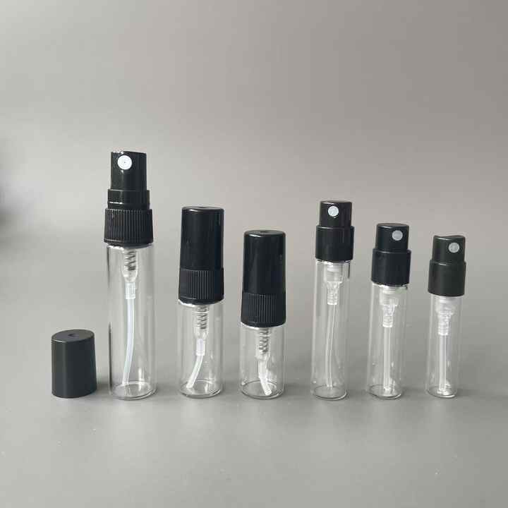 1ml 3ml 5ml 8ml 10ml 15ml Mini Tubular Refillable Perfume Glass Bottle with Plastic Pump Sprayer