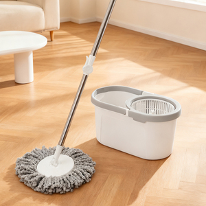 BOOMJOY Spin <span class=keywords><strong>Mop</strong></span> e Balde Conjunto com Câmara Dupla Self-Wringing Microfiber Floor <span class=keywords><strong>Mop</strong></span> Bucket com alça longa para limpeza do piso - Product Image 1