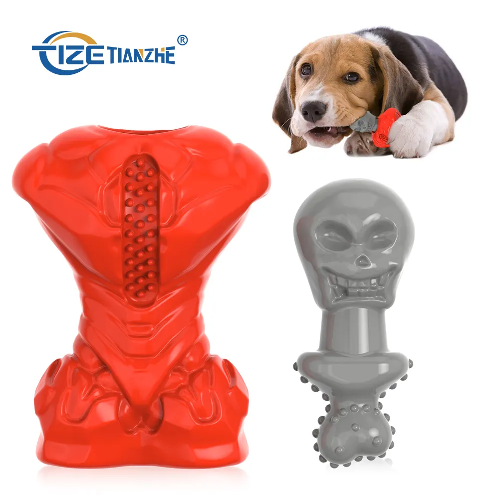 Toksik olmayan doğal kauçuk çiğnemek oyuncak Ultra dayanıklı İskelet adam tasarım köpek çiğnemek oyuncak