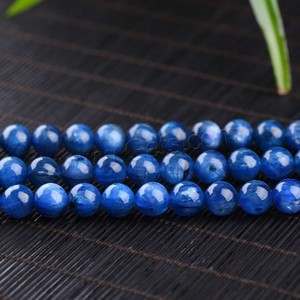 Doğal mavi kiyanit kuvars takı taş boncuk gevşek yarı değerli taş yuvarlak cilalı DIY