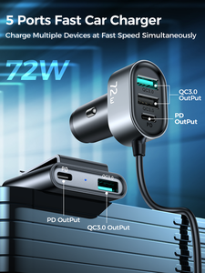JOYROOM JR-CL05 5-in-1スマートフォン充電器新しい到着PD3.0 QC3.0高速充電アダプティブ1.5Aトラベルカー用出力 - Product Image 3