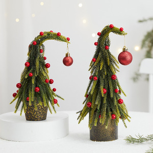 Asılı top PE simülasyon çarpık boyun noel yapay ağaç pencere düzeni için masaüstü atmosfer sahne oturma odası ev - Product Image 3