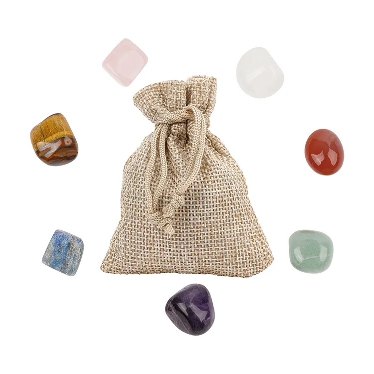 Genuíno raw 7 sete pedras chakra presente, cristais cura em massa