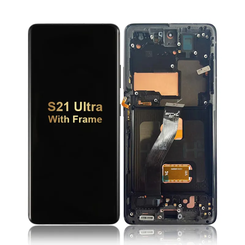 Lcd ponsel kualitas tinggi untuk Samsung S10 S10e S10 + S20 S21 S22 + S23 Fe Plus Ultra 5G layar sentuh dengan bingkai