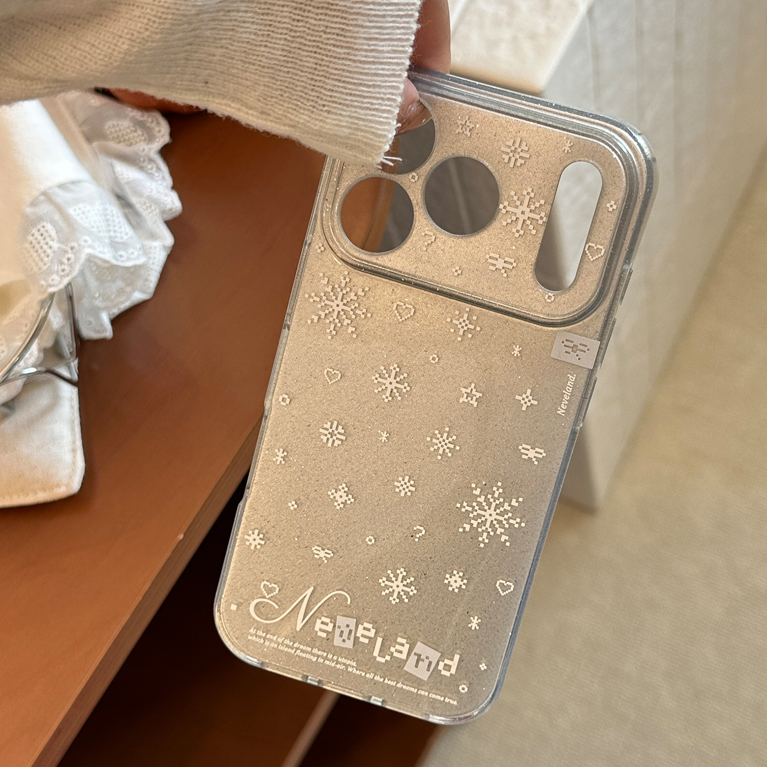 Silver white pixel snowflakes