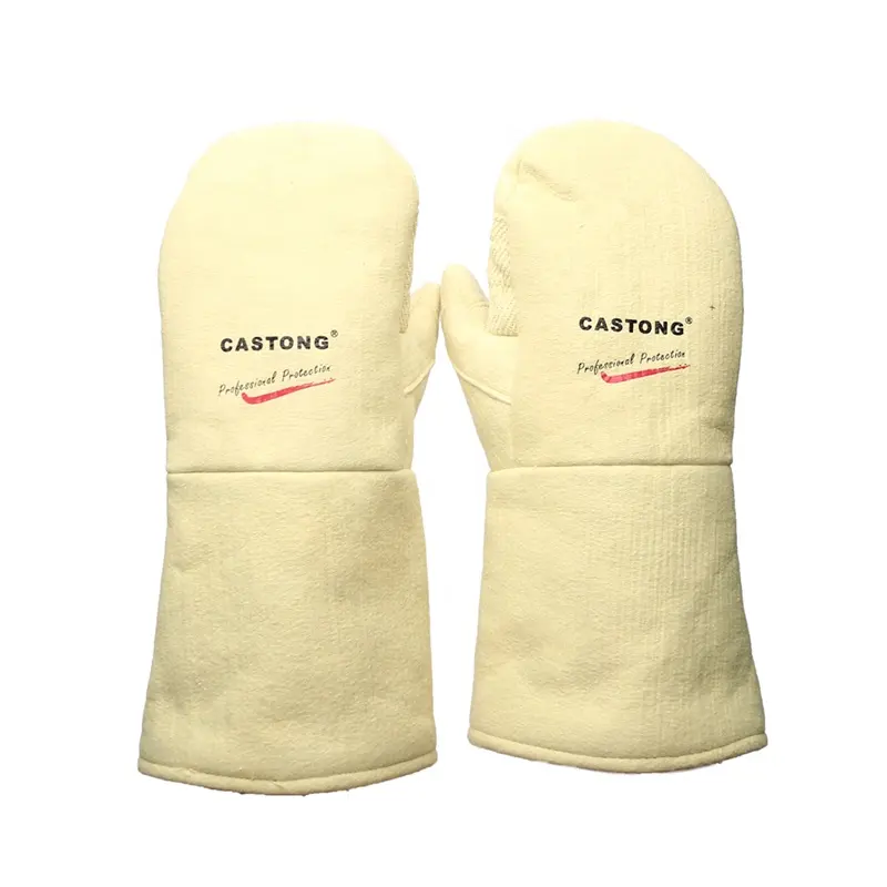 CASTONG-guantes de protección térmica Para la producción de vidrio, manopla de fieltro reforzado Para aramida, 500 grados centígrados, amarillo