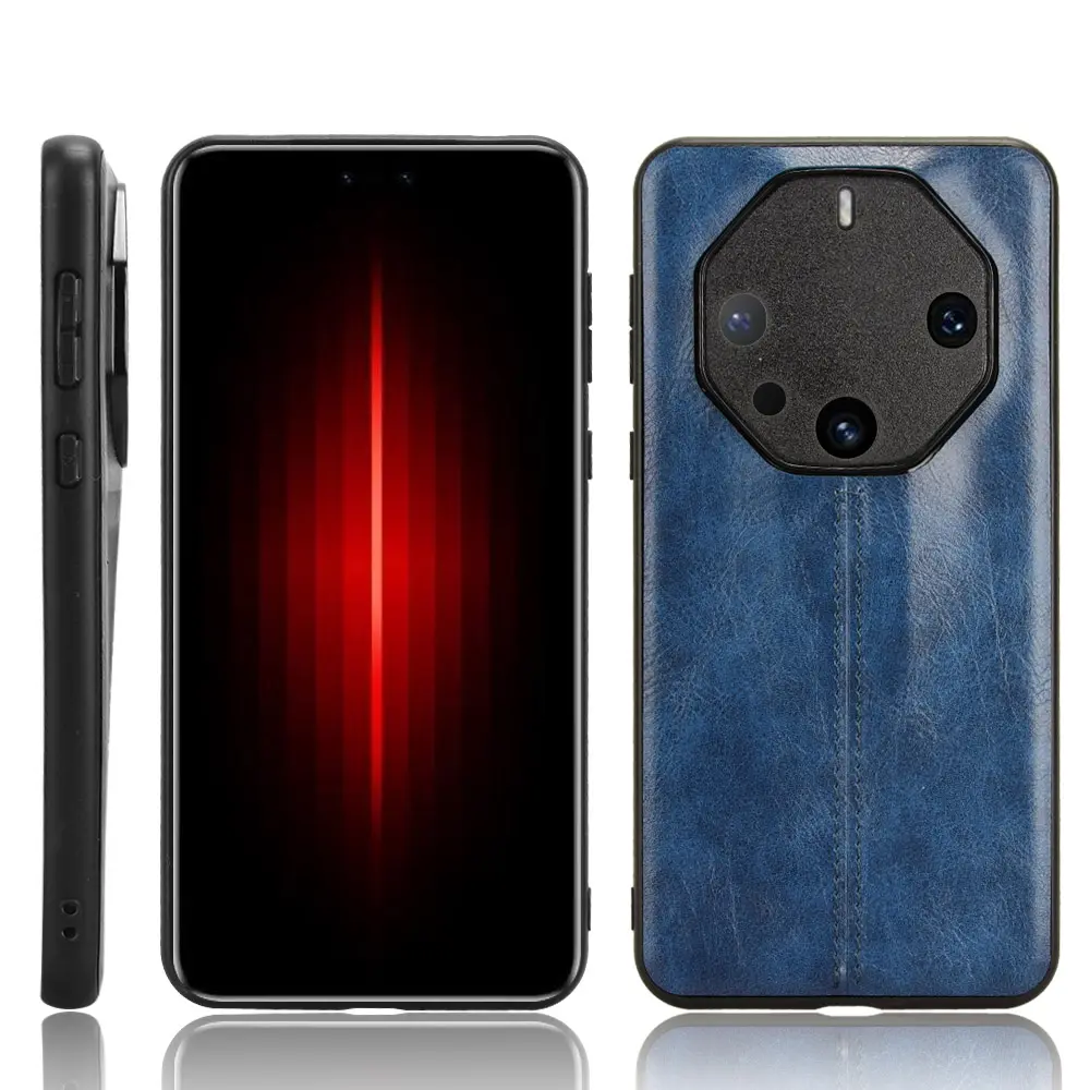 Capa de couro PU para Huawei Mate 60 RS Ultimate, capa protetora de couro leve com padrão de couro