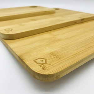 厨房用竹菜板套装3个木制熟食店奶酪板耐用的3层结构木砧板 - Product Image 3