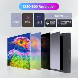 Tragbarer 8-Zoll-TFT-Mini-LCD-Display-Monitor mit Touchscreen mit einer Auflösung von 1280x800, kompatibel mit PC-Raspberry-Pi-Spiele konsolen