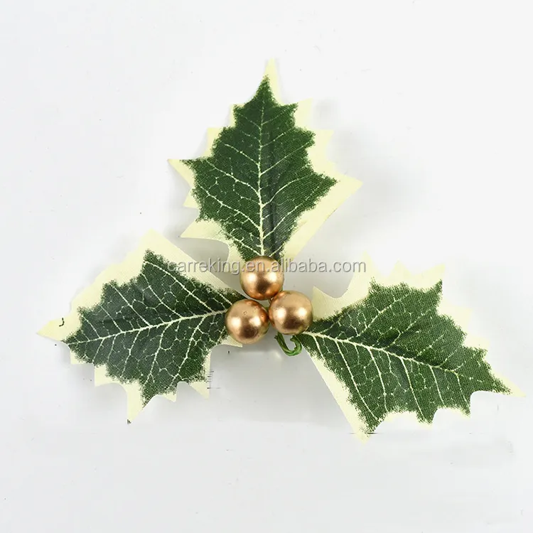 Adornos artificiales de acebo con hojas verdes para Navidad, adornos para pasteles, artesanías, fiestas de boda