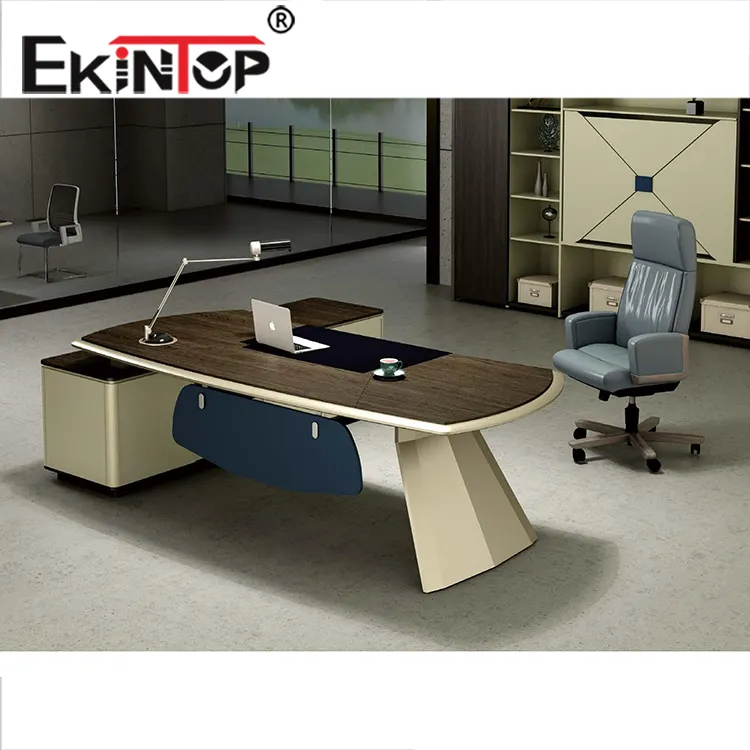 Ekintop melamina moderna ejecutivo de madera Escritorio de oficina de mesa de diseño con alta muebles de oficina