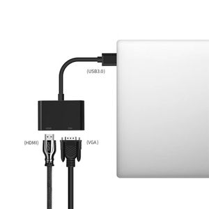 Cable adaptador USB 3,0 HDM VGA USB3.0 multipuerto pantalla de salida Dual 1080P convertidor de Audio y vídeo par trenzado PVC para Monitor