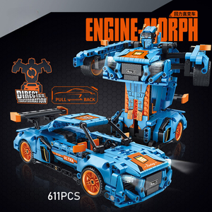 2-in-1 in plastica Pull Back auto Robot da corsa 3D mattoncini Puzzle modello giocattolo per bambini 5-7 anni costruzione di trasformazione auto - Product Image 4