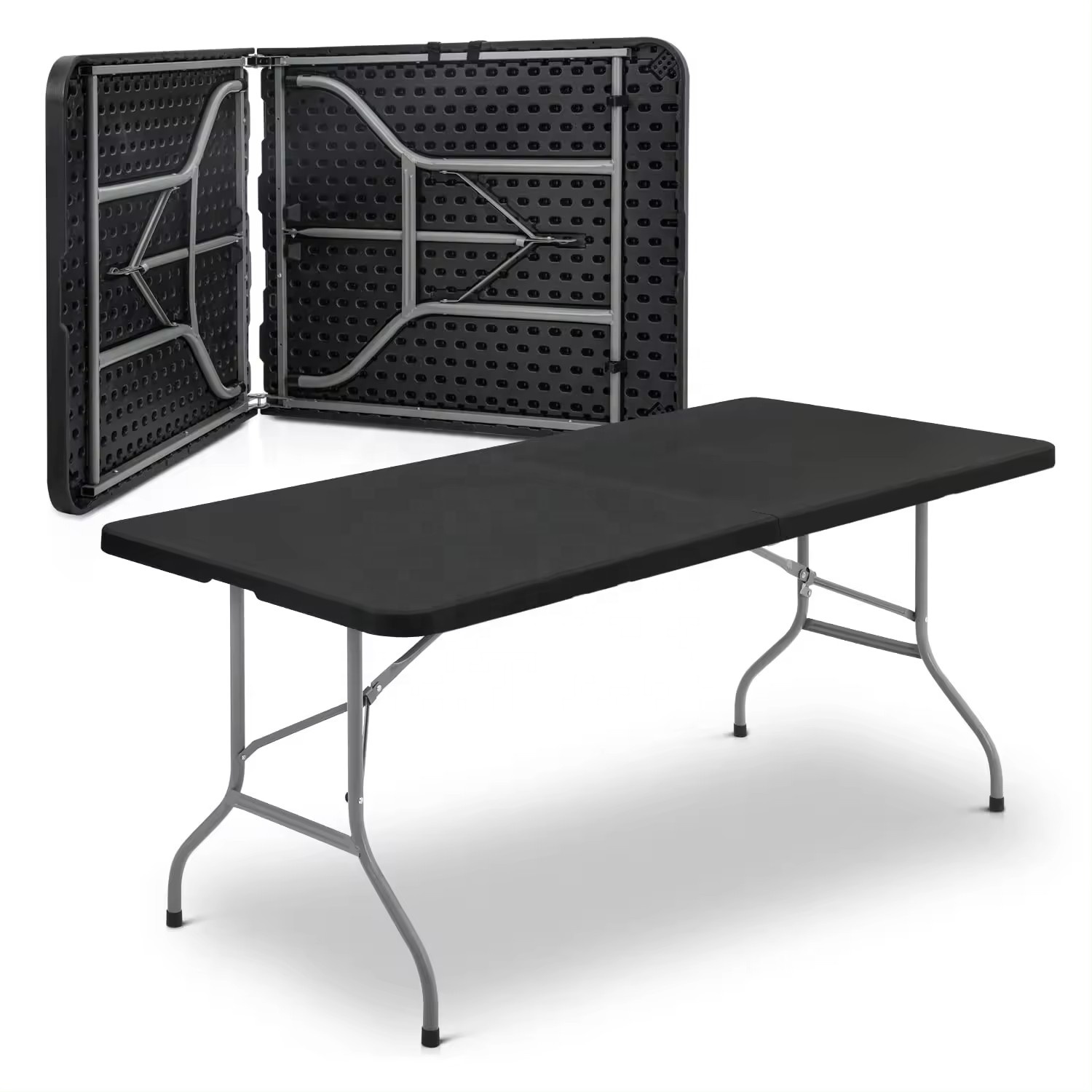 Table pliante noire de 6 pieds en deux