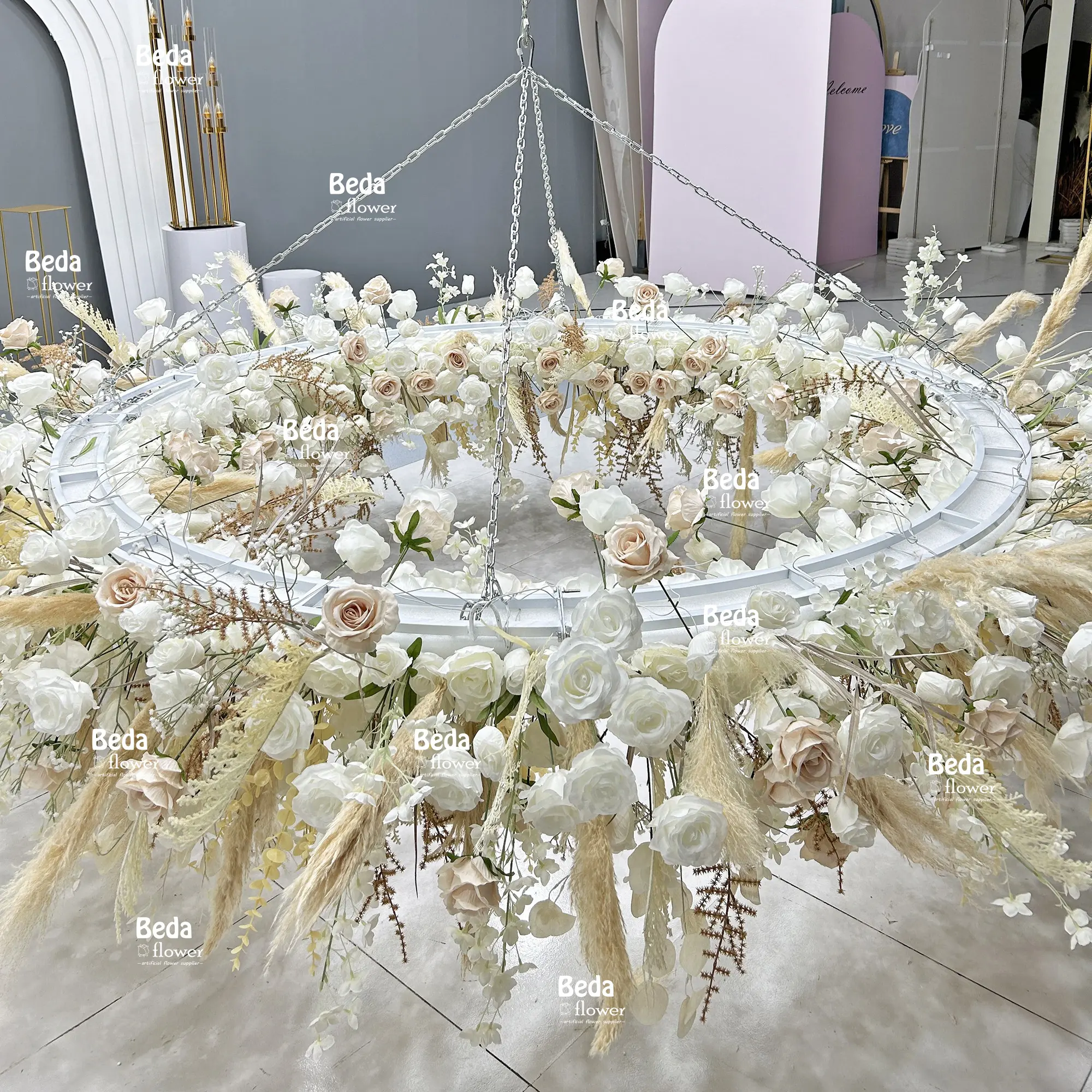 Beda DIY 2024 en iyi satmak beyaz yeşil wistaria tavan gerçek dokunmatik ipek yapay çiçek düğün düzenleme parti olay dekor