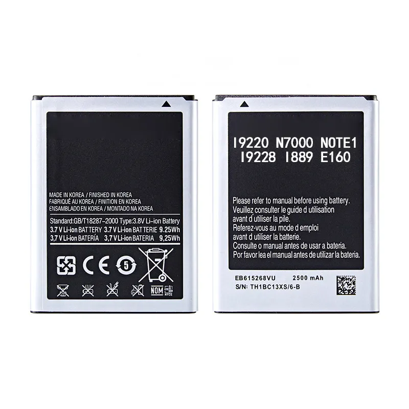 2500mAh EB615268VU cep telefonu pil Samsung Galaxy not I9220 I9220 Note1 I889 GT-N7000 I9228 fabrika fiyat toptan