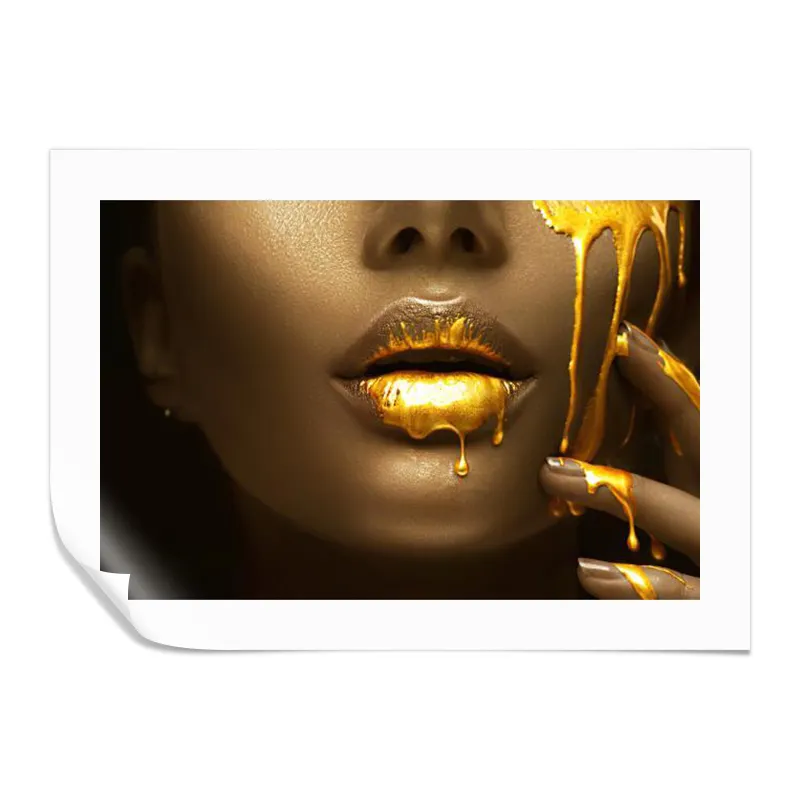 Service d'impression sur toile volantée, pour femme africaine dorée, sans cadre, impression artistique personnalisée, vente en gros, offre spéciale,