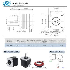 NEMA 17 42x42x38mm 1.5A 420mnm <span class=keywords><strong>4</strong></span> chì 500mm dây 12V lưỡng cực động cơ bước cho <span class=keywords><strong>m</strong></span>áy in 3D - Product Image 4