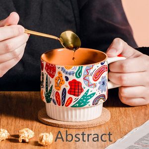 Özel LOGO soyut seramik kahve kupalar çeşitli renk ile istiflenebilir Modern porselen kupalar - Product Image 5