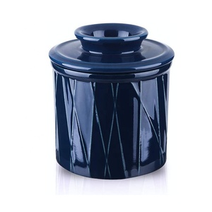 Büyük kapasiteli porselen yağı yeşil mavi kırmızı güveç fransız tereyağı tabağı düzensiz çizgili seramik tereyağı kaleci bulaşık konteyner - Product Image 1