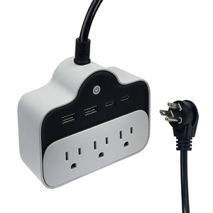 Taşınabilir 3 yollu elektrik soketi güç şeridi 3 AC çıkışları 4 USB portları 15A anma akımı 125V anma çoklu fiş seyahat adaptörü - Product Image 2