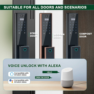 Riconoscimento del volto 3d di lusso Smart Lock Tuya Wifi Intercom impronta digitale Kuncipintu carta Passcode serratura della porta con la macchina fotografica - Product Image 5