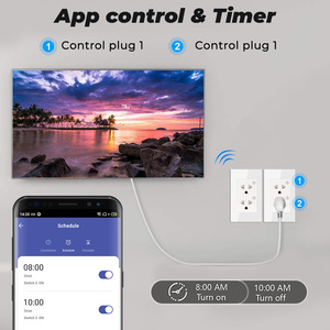 <strong>AU</strong> Smart 3-Pole Plug Socket 2 Touch Switches WIFI APP <strong>Remote</strong> Control Wall Switches Google Voice Timing Function Battery - Product Image 5